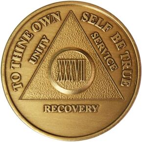 36 Year AA Medallion Traditional Bronze Raised Center Sobriety Chip