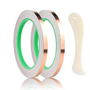 Double Sided Conductive Copper Foil Tape for Stained Glass Welding, Electrical Repairs 2Pcs (7/32 inch)