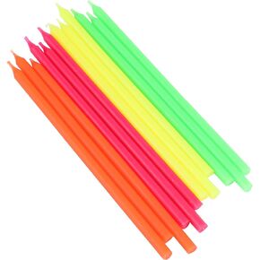 Chef Craft Classic Birthday Candles, 12 Piece Set 6 inches Tall, Neon