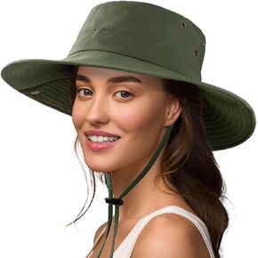 Sun Hat for Women Men UPF 50+ Cowboy Hat Waterproof Wide Brim Fishing Hats with Adjustable Summer UV Protection