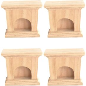 Zerodeko 4PCS Dollhouse Mini Wood Fireplace 1/12 Scale, Miniature Fireplace Furniture Model Prop, Miniature Dollhouse Furniture Accessories Decor