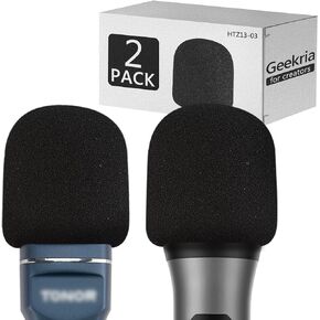 Geekria for Creators Foam Windscreen Compatible with TONOR TC-777, TW-620, TW-630, TW-820, TN492BL Microphone Antipop Foam Cover, Mic Wind Cover, Sponge Foam Filter (Black / 2 Pack)