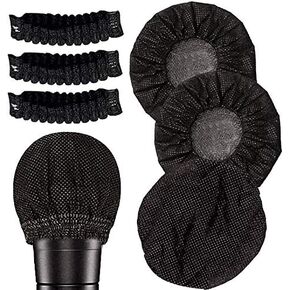 140 Pieces Disposable Microphone Cover Non-Woven Microphone Cover Windscreen Mic Cover Protective Cap for KTV Recording Room News Gathering, 3 Inch (Black)