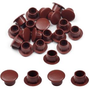 MroMax 100Pcs Screw Cap Cover Fit 0.31 inch Hole Dia Plastic Tube Cover Shelf Peg Hole Plugs for Nail Cupboard Bookshelf Adjustable Shelf Closet Cabinet Bracket Furniture Brown Tone
