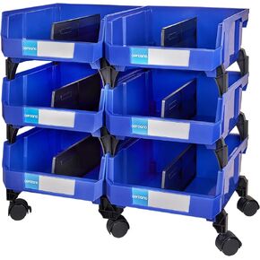 Movable Plastic Stackable Storage Bins Parts Storage Organizer Garage Storage Bins (Blue)