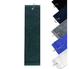 Pro-Tech Velour Tri-Fold Golf Towel with Carabiner Clip 16"X21" (Grey)