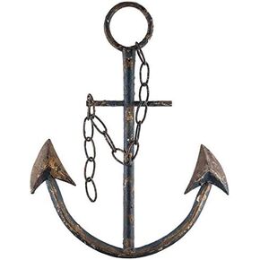 Everydecor Metal Anchor for Wall Decor - Antique Nautical Decoration for Living Room, Restroom, Bathroom, Bedroom, Kitchen - Boat, Ship Anchor with Chain for Home Interior