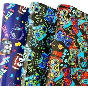 BOLIANNE Gaming Wrapping Paper for Boys Girls Kids, Gift Wrapping Paper for Game Lover, 6 Large Sheets, Birthday Gift Wrap for Holiday Party, 27 x 37 Inch, High Gloss