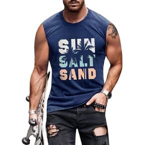 Men Tank Tops Beach Palm Tree Shirt Hawaiian Vintage Graphic Sleeveless Shirt in Saudi Arabia