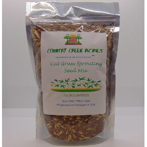 12oz Cat Grass Mix - Wheatgrass, Flax and Barley Seed. Seeds for Microgreens -Hard Red Wheat- Non GMO - Country Creek Acres LLC - Grown in The USA