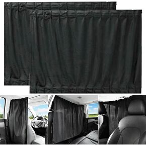 ziyue 2 Pack Car Privacy Curtains Dividers, Van Curtains for Windows Detachable Car Divider Curtain Blackout Screens Sun Shades for Camping Traveling Nap & Sleeping