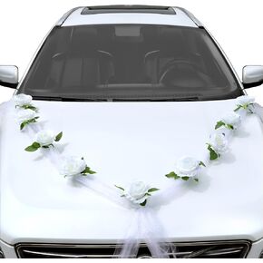 GWHOLE Artificial Flowers Bouquet Ribbon Set, Wedding Car Flowers for Wedding Party Decoration