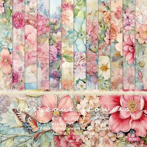Scrapbook Paper Pad 6x6,Watercolored Blue Single-Sided Decopodge Paper,Cardstock Paper Scrapbooking DIY Decorative Background Cardmaking Supplies,Junk Journal Craft Paper