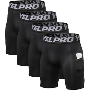 Queerier 1 or 4 Pack Men's Compression Shorts Spandex Running Shorts Sports Workout Base Layer Underwear Short for Basketball