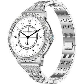 Lady's Fashion Smartwatch BT Call 1.32inch Round Screen Health Monitoring Fitness Tracker Waterproof AI Voice Assistant Women's i58 Smart Watch Synthetic Diamond Band (Gold)