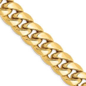 Diamond2Deal 14k Yellow Gold 12.6mm Semi-Solid Miami Cuban Bracelet 8inch