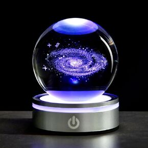 3D Laser Etched Eagle Crystal Ball Night Light, Eagle Figurine Lamp with Color Changing LED Stand, Eagle Statue Carving Glass Sphere Decorative Balls Paperweight Gift for Women Kids(3.15 in)
