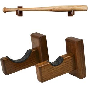 1 Pack Baseball Bat Wall Mount Softball Bat Wooden Holder Hanger Rack Brackets for Horizontal Display