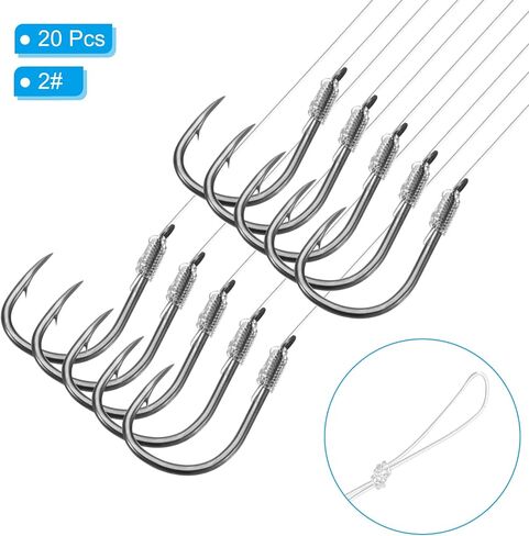PATIKIL Small Fishing Hooks with Line, Double Hook Rigs with Barbs Fishing Hook on Nylon Line in Saudi Arabia