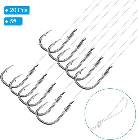 PATIKIL Small Fishing Hooks with Line, Double Hook Rigs with Barbs Fishing Hook on Nylon Line in Saudi Arabia