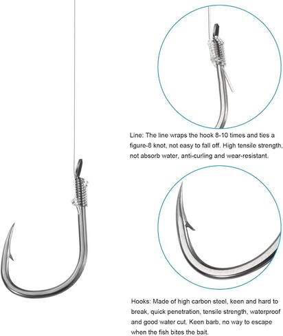PATIKIL Small Fishing Hooks with Line, Double Hook Rigs with Barbs Fishing Hook on Nylon Line in Saudi Arabia