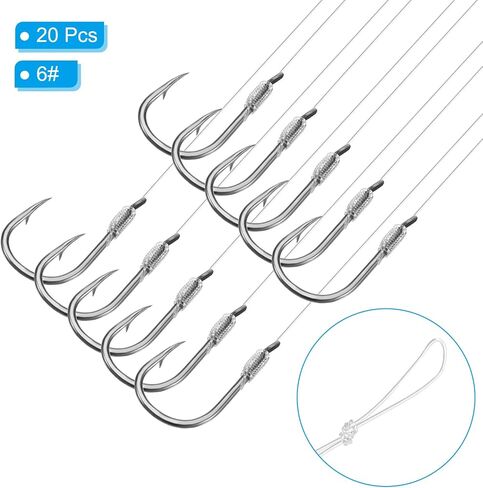 PATIKIL Small Fishing Hooks with Line, Double Hook Rigs with Barbs Fishing Hook on Nylon Line in Saudi Arabia