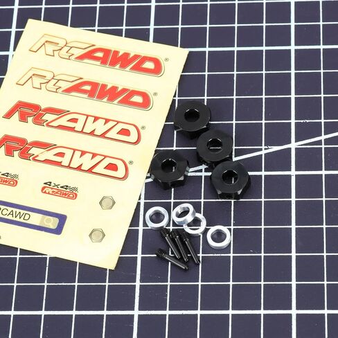 RCAWD Alloy 12mm Wheel Hex Hub & Spacer AXI232018 for Axial 1/10 SCX10 III PRO Capra 1.9 Upgrades Part Red in Saudi Arabia