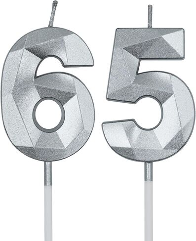شموع عيد الميلاد 65 و56 للكيك، رقم ذهبي 65 56 شمعة ثلاثية الأبعاد على شكل ماسي لتزيين أعياد الميلاد ومستلزمات الحفلات للنساء والرجال in Kuwait