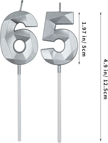 شموع عيد الميلاد 65 و56 للكيك، رقم ذهبي 65 56 شمعة ثلاثية الأبعاد على شكل ماسي لتزيين أعياد الميلاد ومستلزمات الحفلات للنساء والرجال in Kuwait