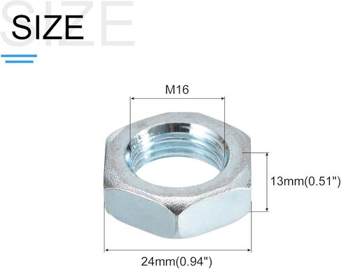 صواميل سداسية (M10x1mm) 30 قطعة، من الفولاذ الكربوني المتري ذو خيط رفيع مطلي بالزنك - لآلات إصلاح المنزل بنفسك، فضي أبيض in Kuwait