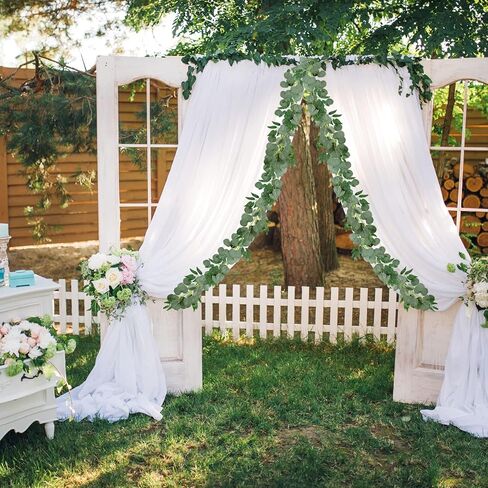 Whonline 6pcs 36ft Artificial Eucalyptus Garland with Willow Leaves Silver Dollar Greenery Vines Fake Eucalyptus for Wedding Party Home Table Indoor Outdoor Decoration in Kuwait