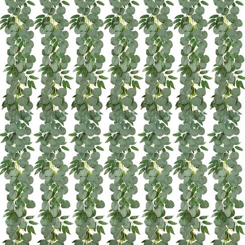 Whonline 6pcs 36ft Artificial Eucalyptus Garland with Willow Leaves Silver Dollar Greenery Vines Fake Eucalyptus for Wedding Party Home Table Indoor Outdoor Decoration in Saudi Arabia