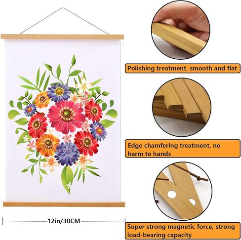 2 PACK Diamond Art Painting Frame, Magnetic Wooden Poster Hanger Frames,Strong Magnet 12x12 12x16 12x18 12x24 Wall Print Poster Photo Picture Canvas Artwork,Easy to Install (Teak, 12") in Saudi Arabia