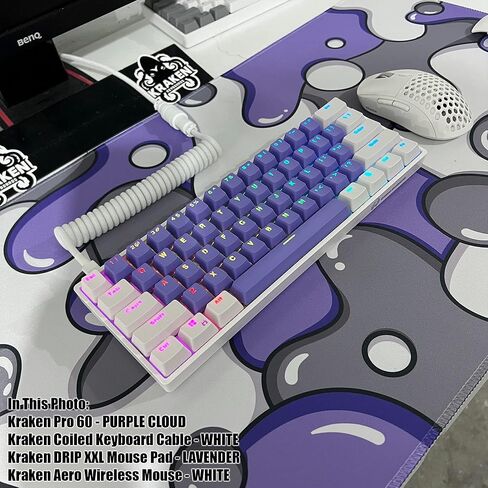 أغطية مفاتيح Kraken - مجموعة أغطية مفاتيح بإضاءة خلفية RGB إصدار Sakura - أغطية مفاتيح PBT مزدوجة باللون الأبيض والوردي لأي حجم من لوحات المفاتيح الميكانيكية - لجميع لوحات المفاتيح 60%، 65%، 75%، 85%، TKL ولوحات المفاتيح كاملة الحجم (ساكورا) in Kuwait