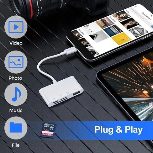 USB C SD Card Reader Adapter 4 Ports, Camera Memory SD Card Reader for iPhone 15, USB C Male to USB Female Micro SD TF Power Charging Splitter for iPad Pro, MacBook Pro and More USB C Devices in Saudi Arabia