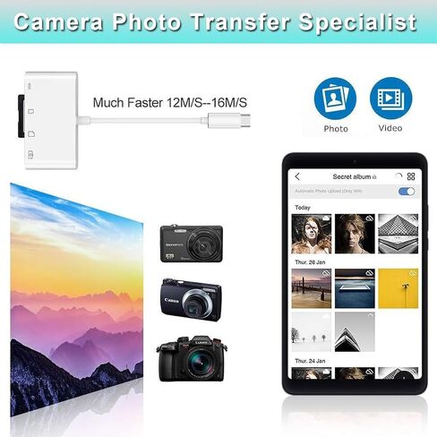 USB C SD Card Reader Adapter 4 Ports, Camera Memory SD Card Reader for iPhone 15, USB C Male to USB Female Micro SD TF Power Charging Splitter for iPad Pro, MacBook Pro and More USB C Devices in Saudi Arabia