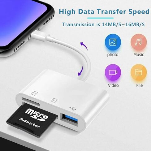 USB C SD Card Reader Adapter 4 Ports, Camera Memory SD Card Reader for iPhone 15, USB C Male to USB Female Micro SD TF Power Charging Splitter for iPad Pro, MacBook Pro and More USB C Devices in Saudi Arabia
