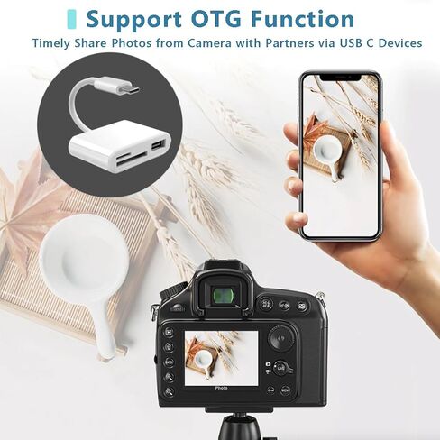 USB C SD Card Reader Adapter 4 Ports, Camera Memory SD Card Reader for iPhone 15, USB C Male to USB Female Micro SD TF Power Charging Splitter for iPad Pro, MacBook Pro and More USB C Devices in Saudi Arabia