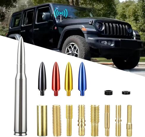 ملحقات راديو هوائي لشاحنة السيارة بديل عالمي لسيارة GMC Sierra Chevy Silverado Dodge Ram 1500 2500 3500 Ford F150 F250 F350 لتزيين شاحنة السيارة (جسم فضي مع 5 رؤوس) in Kuwait