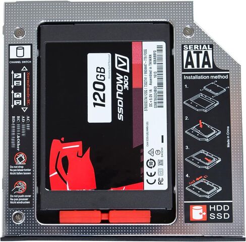حاويات علبة القرص الصلب العالمية مقاس 9.5 مم (SATA إلى SATA 2nd SSD HDD) لأجهزة الكمبيوتر المحمول HP DELL Lenovo IBM ACER Gateway ASUS Sony Samsung MSI in Kuwait