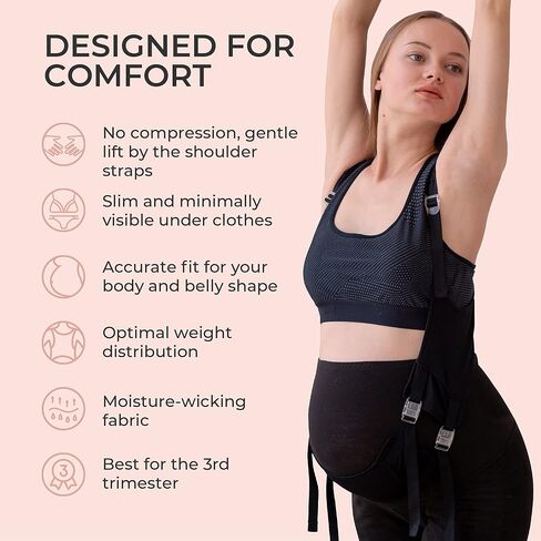 JOHNNY'S MAMA - EasyBelly Pregnancy Belly Support Band, Fully Adjustable Belly Band for Pregnancy (29-40 weeks), Maternity Belt for Pregnant Women, White in Saudi Arabia
