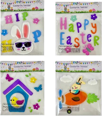 Easter, Spring & Summer Window Gel Cling Decorations - 4 Sheet Sets - Butterflies, Flowers, Birdhouse, and Bunnies in Saudi Arabia