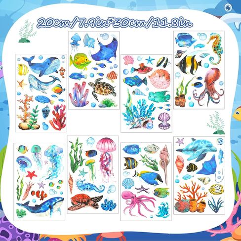HOWAF 8 Sheets Ocean Animal Window Clings for Under The Sea Party Window Decorations, Sea Life Window Decals for Summer Party Home Decor, Under The Sea Animal Window Stickers in Saudi Arabia