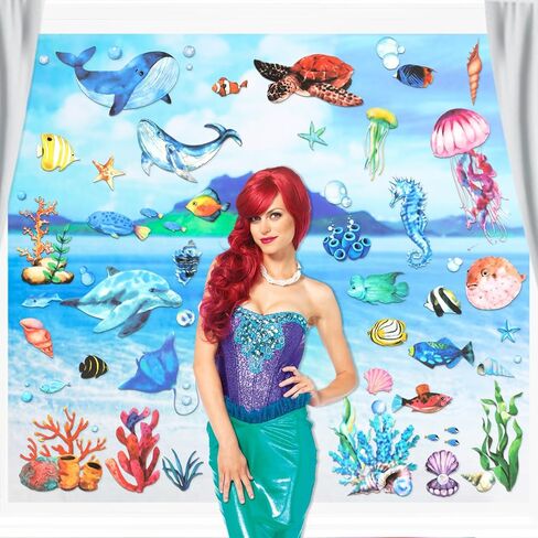 HOWAF 8 Sheets Ocean Animal Window Clings for Under The Sea Party Window Decorations, Sea Life Window Decals for Summer Party Home Decor, Under The Sea Animal Window Stickers in Saudi Arabia