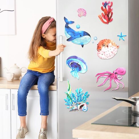 HOWAF 8 Sheets Ocean Animal Window Clings for Under The Sea Party Window Decorations, Sea Life Window Decals for Summer Party Home Decor, Under The Sea Animal Window Stickers in Saudi Arabia