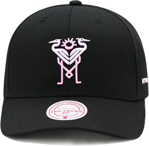 قبعة Mitchell & Ness Inter Miami CF MLS Great White Herons ذات تصميم منخفض منحني مسبقًا - أسود/وردي فاتح in Saudi Arabia