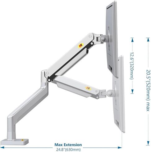 NB North Bayou Monitor Arm Ultra Wide Full Motion Swivel Monitor Mount for 22''-40'' Monitors with Load Capacity from 4.4 to 30lbs Height Adjustable Monitor Stand G40-S (Sliver) in Kuwait