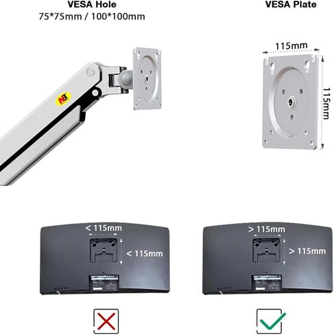 NB North Bayou Monitor Arm Ultra Wide Full Motion Swivel Monitor Mount for 22''-40'' Monitors with Load Capacity from 4.4 to 30lbs Height Adjustable Monitor Stand G40-S (Sliver) in Kuwait