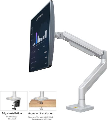 NB North Bayou Monitor Arm Ultra Wide Full Motion Swivel Monitor Mount for 22''-40'' Monitors with Load Capacity from 4.4 to 30lbs Height Adjustable Monitor Stand G40-S (Sliver) in Kuwait