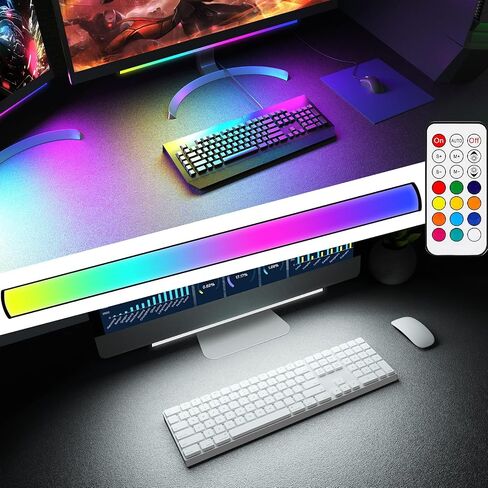 Under Monitor Light Bar, RGB Screenbar Light Desk Lamp Computer, Dimmable LED with Dynamic Rainbow Effect, Gaming USB Powered, Remote Control Color Changing, Adjustable Brightness and Speed in Saudi Arabia